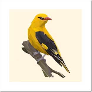 Eurasian Golden Oriole Lowpoly Art Posters and Art